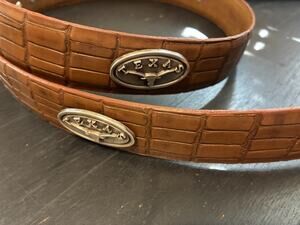 Brown Genuine Leather Belt with 4 University Of Texas Longhorns Conchos Size 40